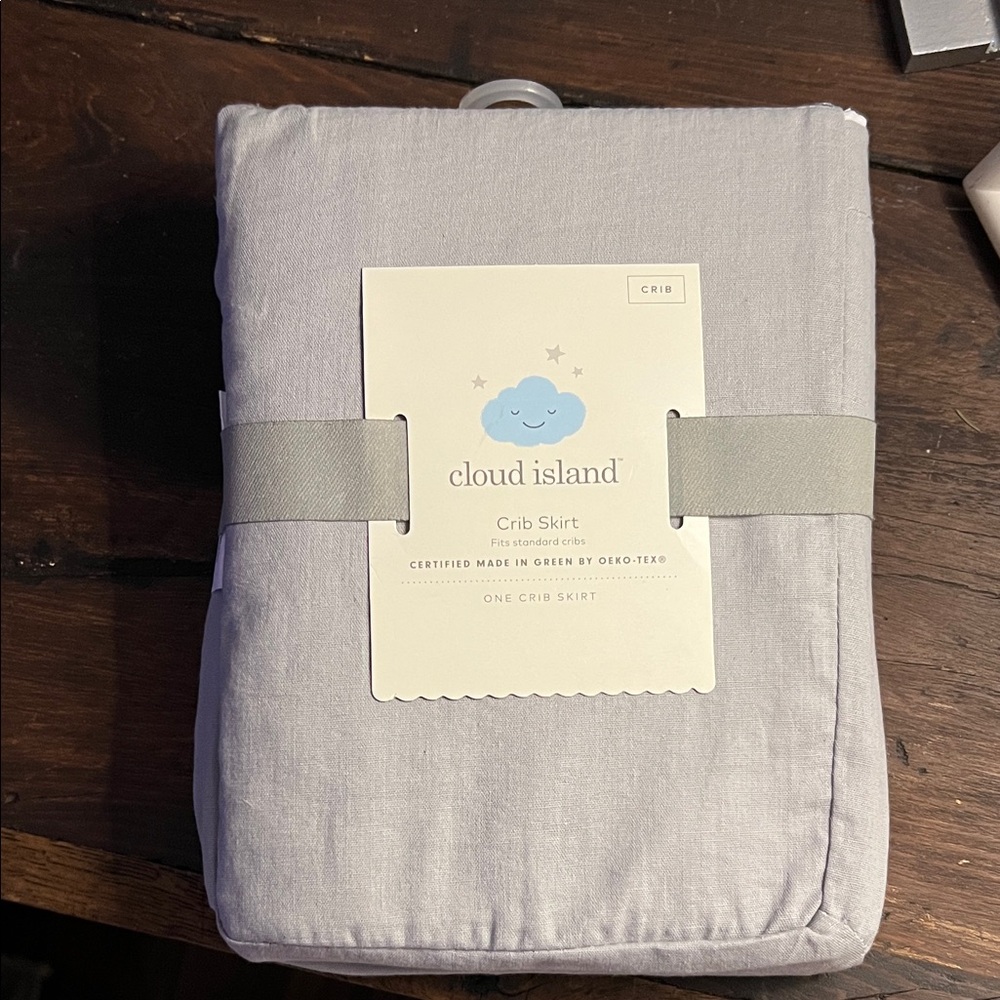 Cloud Island Light Gray Crib Skirt